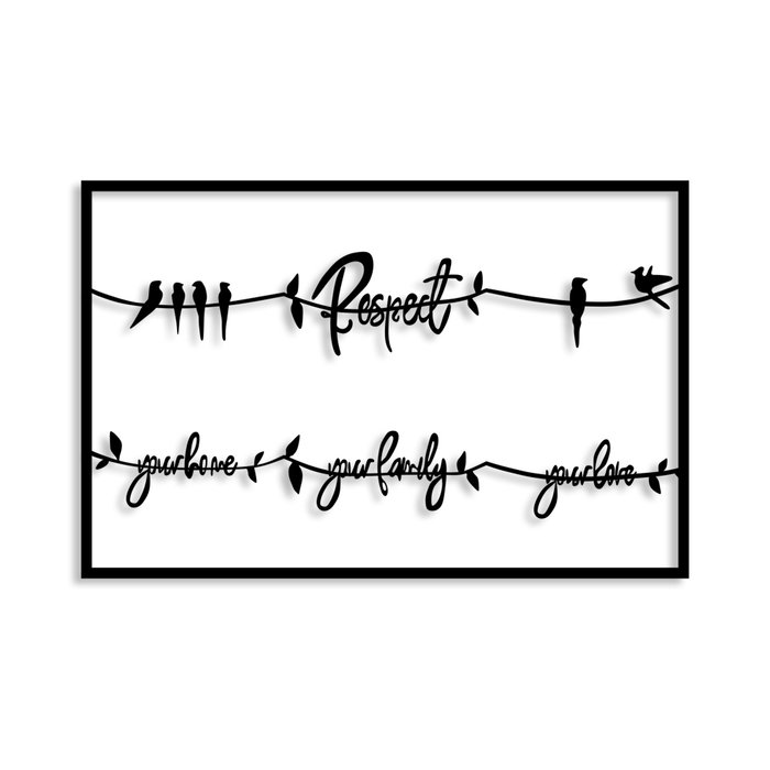 Wallity Respect Your Home Your Family Your Love 2 - Escultura de Pared de Metal Negra Wallity Respect Your Home Your Family Your Love 2 - Escultura de Pared de Metal Negra